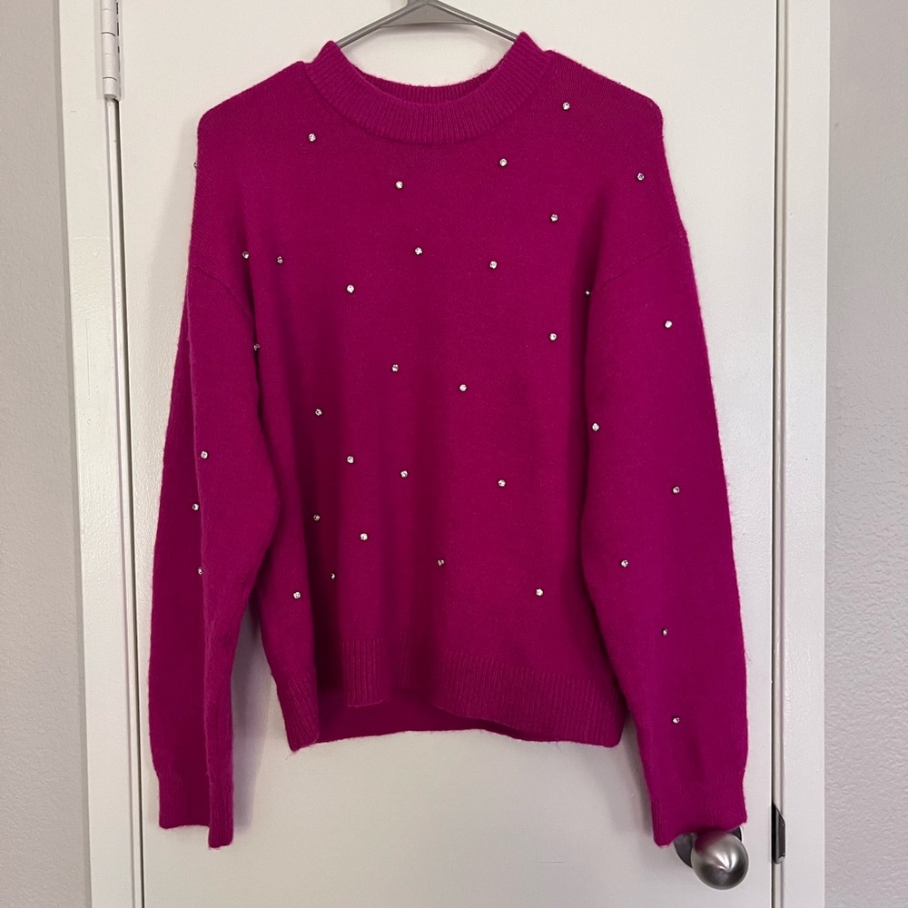 H&M Fuchsia Soft Sweater with Sparkly Stud Accents
